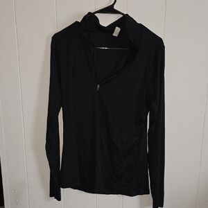 Women's Black Long Sleeve Zip Top